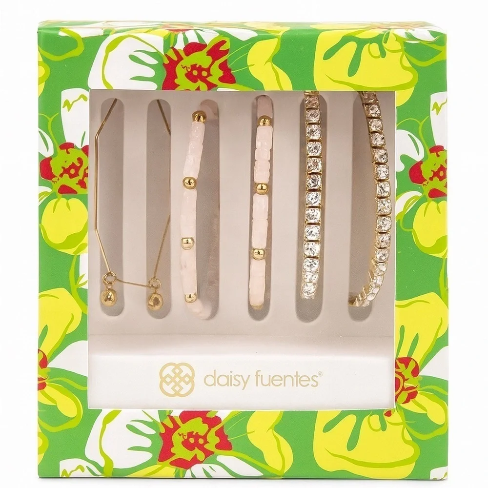Daisy Fuentes Hoop Earring Gift Set NWT 6 Pairs Silver Tone Jewelry